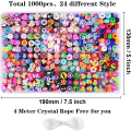 Miniatyrbillede 4 af 7: 1000 stk. 24 stil søde sjove perler Frugt Blomst Dyrekage Sommerfugl Hjerte Perler Charms til smykker Halskæde Ea
