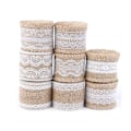Miniatyrbillede 3 af 5: IC 5 stk 2 Meter/Rulle Jute Burlap Hessian Spetsbånd Hvid Spets Tri 5 stk