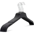 20 Strong Black Plastic Hangers for Adults - Robust, Space-Saving, Slim Profile with 360-Degree Swivel Hook - Ideal