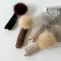 Miniatyrbilde 4 av 5: Høst Vinter Plysj Ball Spiral Telefon Wire Scrunchies Elast Kaffe