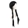 Miniatyrbillede 3 af 5: IC Addams Family onsdag Addams Cosplay Paryk Sorte Fletninger Syntetisk Sort One Size