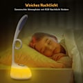 Miniatyrbillede 3 af 4: Børne Skrivebordslampe med Justerbart Farverigt Lys - 3 Lysstyrkeniveauer, Fleksibel Arm, USB-Port