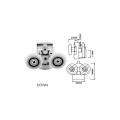 Miniatyrbilde 5 av 5: Sett med 4 doble ruller - for skyvedusjdør, 2 hjul 23 mm diameter sinklegering bad..DEBUNS