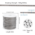 Miniatyrbild 2 av 5: Wire Rope Hanging Kit 2mm Rostfri Vajer 30m med Vantskruv Ögleskruv Aluminiumhylsor Hjärtformad Kauser 56 Delar
