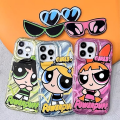 Miniatyrbild 2 av 5: IC iPhone 12 Pro Max Sött Kawaii Cartoon-fodral Coola Solglasögon Formställ Fingergreppshållare Design för Kvinnor Flickor (Blå)