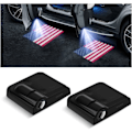Pikkukuva 1 / 5: IC 2 kpl. Automaattiset Ovivalo Logoprojektori, Langaton LED-Auto-Ovi Tarra Tervetuloa Tilavalo, Magneettinen Sensori Ghost (Punainen Amerikan Lippu)