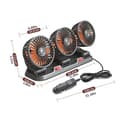 Miniatyrbillede 2 af 6: 12V Bilkøleventilator med 3 Justerbare Hoveder Stille Luftcirkulation til Køretøjets Interiør Instrumentbrætmontering Sort