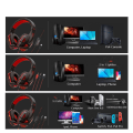 Miniatyrbillede 5 af 5: IC RGB Gaming Headset med Stereo Surround Sound Gaming Hörlurar PS4 Sort-Rød