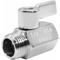 Mini kuleventil i rustfritt stål (316) 1/2\" NPT hann x NPT hunn mini avstengningsventil (1 stk)