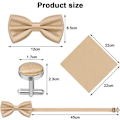 Miniatyrbilde 2 av 7: Halsduk for menn, klassisk ensfarget slips for menn, sateng smoking-slips, justerbar formell slips for fest, bryllup 3pc-Champagne