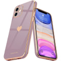 Miniatyrbild 1 av 5: IC Kompatibelt iPhone 11 Skal för Flickor Kvinnor Söt Love-Heart Lyx Bling Plätering Mjukt Cover Upphöjt Kameraskydd, Lavendel