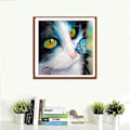 Miniatyrbild 5 av 5: IC DIY Diamant Fancy Målarset, Full Rund Diamant Fancy Fjäril Kysste Katt, 5D Ädelstenskonst och Hantverk Pussel