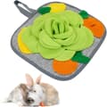 Kanin Snusemåtte 30x30cm Vaskbar Fodermåtte Polar Fleece Godbids-puslespil til Marsvin Ilder Chinchillaer Små Kæledyr, Grøn Blomst
