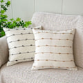 Miniatyrbilde 2 av 5: IC Boho bomullslinne putetrekk 18x18 tommer stripet Jacquard firkantet dekorativt putetrekk for sofa dekorasjon (kaffe, 18\"x18\")