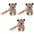 Miniatyrbillede 2 af 2: 3 stk Tiger Rhinestone Indlagt Nøglering Håndtaske Spænde Håndtaske Hængende Bilnøglering 3 stk 11,6*5,2cm