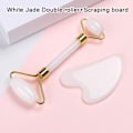 Miniatyrbillede 1 af 5: Jade Roller Gua Sha Plade Anti-Aging Ansigtsmassage Skønhedspleje S Roller+Scrapingboard