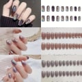 Miniatyrbillede 2 af 5: 3 pakker (72 stk) Reflekterende Glitter Cat Eye Tryk på Negle, Broken Diamond Gel Negle Kit, Blandet Rosa Brun Sort Gradient Falske 3 Bokse 01