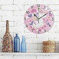 Miniatyrbild 3 av 5: IC Art Rosa häst hjärta cirkulär väggklocka rund tallrik tyst icke tickande klocka för kök sovrum hemmakontor skola barn pojkar flickor dekor