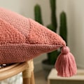 Miniatyrbillede 4 af 5: IC Blødt Tuftet Strikket Pudebetræk med Kvaster Firkantede Pudebetræk Pudebetræk til Stue Sofa Sofa Soveværelsesindretning (Rosa, 18\"x18\")