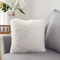 Miniatyrbild 4 av 4: Set med 2 Lyxiga Pälssoffaöverdrag Dekorsoffa Hem Sovrum Säng Supermjuk Plysch Dekorativt Case 40X40cm 16X16 tum, Vit