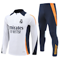 Miniatyrbillede 1 af 3: 2425 sæson Real Madrid Marseille Atletico Manchester United Manchester City Portugal halvt-træk trøje sæt langærmet fodbold træningssæt White L