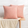 Miniatyrbillede 1 af 3: Sæt med 2 Bløde Solide Pudebetræk Firkantede Pudebetræk i Kunstlinned Pudebetræk til Stue Sofa Sofa Soveværelsesindretning (Korall, 18\"x18\")
