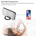 Miniatyrbillede 4 af 5: IC Digital vækkeur, stor LED-skærm med dobbelt USB-opladningsporte, automatisk dæmpningstilstand, enkel snooze-funktion - Hvidt lys