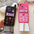 Miniatyrbild 2 av 5: IC Cartoon-fodral för iPhone 12 pro, Retro Kawaii Söt telefonfodral med sminksspegel Mjukt stötsäkert TPU-fodral för flickor Barn Tonåringar (rosa)