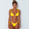Pikkukuva 3 / 4: Naisten bikinisetti push-up-pehmusteella, nauhoilla ja soljilla, keltainen Yellow XL
