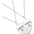 Miniatyrbillede 2 af 5: 2 stk. Bedste veninde halskæde, Weirdo 1 Weirdo 2 rustfrit stål vedhæng venskabssmykker Forever Split Heart Set