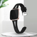 Miniatyrbillede 4 af 5: Vandtæt ur smart ur armbånd silikone erstatning til Fitbit Versa2/versa Lite/versa burgunder Stor Vinrød