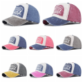 Pikkukuva 2 / 5: Retro pesuhattu Pipo Kulunut pipo Moottorit painettu hattu Merimiespipo Cb2228WineRed+NavyBlue Säädettävissä