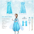 Pikkukuva 4 / 7: ELSA-asu Tytöille 9 osainen setti ELSA-mekko lapsille kruunun tiara-hanskojen ja taikakepin kanssa jouluun naamiaisiin karnevaaliin halloweeniin syntymäpäiväjuhliin 100 cm