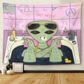Miniatyrbilde 3 av 4: IC Alien Smoke and Chill Gobeläng for Baderom Smoke Briller Hjeminnredning Veggdekor for Stue Soverom (73*95cm Plus Cashmere)