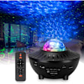 Miniatyrbillede 1 af 5: IC Projektorlys, natlampe til børn Projektor med fjernbetjening Musik Bluetooth højttaler Timer Fest Halloween Julegave (sort)
