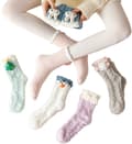 Mjuka plyschiga sovsockor för kvinnor, 6 par, söta djurdocka fluffiga tofflor, julklapp