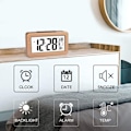 Miniatyrbild 4 av 5: IC Lätt att ställa in digital väckarklocka i trä med temperatur