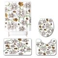 Miniatyrbillede 1 af 5: IC Lille serie af friske blomster trykte rose firedelt polyester bruseforhæng toilet gulvmåtte, A9