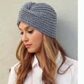Trendig Stickad Turbanmössa - Perfekt för Höst & Vinter, Grå, One Size Grå Grey