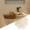 Miniatyrbilde 3 av 5: 6 stk PVC bordbrikke for spisebord Hollow Pad Coaster Pads Bordskål Mats Gull