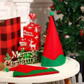 Pikkukuva 4 / 5: IC Bitar Röd Filt Tomtehattar Jul Tomte Tomtehatt Julfest Kostym Gynnar Presenter Tillbehör För Tonåringar
