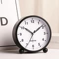 Silent Analog Alarm Clock Round - Black
