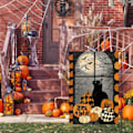 Pikkukuva 2 / 5: IC Halloween-kurpitsa Temppu tai herkku Boo Puutarhalippu 12 x 18 tuumaa kaksisivuinen, musta kissa lepakko kuu loma piha koristeellinen ulkolippu