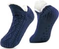 Fleeceforede skridsikre sokker, bløde polyester varme gulvsokker til kvinder, mænd og piger, indendørs, marineblå, 38-42 (26cm)