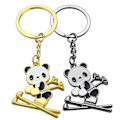 Miniatyrbillede 2 af 3: Elegant nøglering i metal - Sød skiløberpanda-form nøglering vedhæng - Populær nøglering