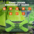 Miniatyrbild 2 av 5: 10000mAh solardriven nödhandvevradio, med handvev kraftgenerering, ficklampa, USB multifunktionsradio, grön grön
