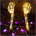 Miniatyrbilde 1 av 5: IC Halloween Utomhusdekorasjoner, sett med 2 opplyste skeletthender, 40 LED-lys, selvlysende dekorasjon for julfest, innendørs- og utendørsdekorasjon