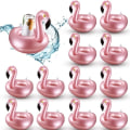 Miniatyrbillede 1 af 5: IC 12 stk oppustelige drikkeholdere Flamingo drikke flyder Genanvendelige oppustelige søde dyre kopunderlag Pool kopholder til sommerens svømmefest