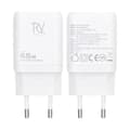 Rvelon Väggladdare 2x USB-C + USB-A 65W GaN - Vit Vit