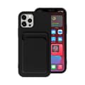 iPhone 13 Pro Max Silicone Case with Card Holder - Black Svart